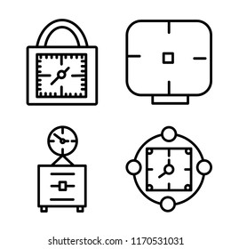 Set of 4 vector icons such as Padlocks, Alarm clock, Wall Clocks, web UI editable icon pack, pixel perfect