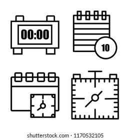 Set of 4 vector icons such as Alarm clock, Event, Stop watch, web UI editable icon pack, pixel perfect