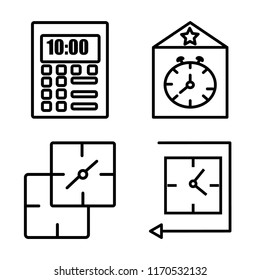 Set of 4 vector icons such as Calendar, Big ben, Stop watch, Wall clock, web UI editable icon pack, pixel perfect