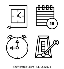 Set of 4 vector icons such as Wall clock, Event, Stopwatch, Metronome, web UI editable icon pack, pixel perfect