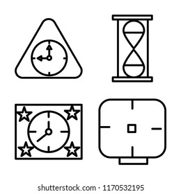 Set of 4 vector icons such as Wall clock, Hourglass, Alarm web UI editable icon pack, pixel perfect