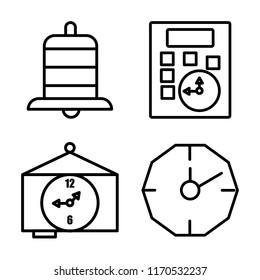 Set of 4 vector icons such as Alarm, Calculator, Idea, Stopclock, web UI editable icon pack, pixel perfect