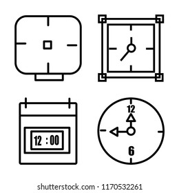 Set of 4 vector icons such as Alarm clock, Clock, Time, web UI editable icon pack, pixel perfect