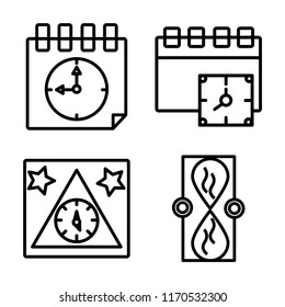 Set of 4 vector icons such as Time, Event, Clocks, Hourglass, web UI editable icon pack, pixel perfect