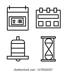 Set of 4 vector icons such as Time, Calendar, Bell, Hourglass, web UI editable icon pack, pixel perfect