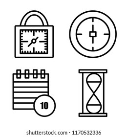 Set of 4 vector icons such as Padlocks, Stop watch, Event, Hourglass, web UI editable icon pack, pixel perfect