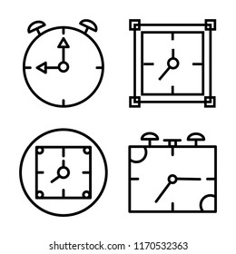 Set of 4 vector icons such as Stopwatch, Clock, Alarm, Alarm clock, web UI editable icon pack, pixel perfect