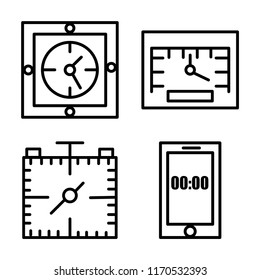 Set of 4 vector icons such as Wall clock, Speedometer, Stop watch, Smartphone, web UI editable icon pack, pixel perfect