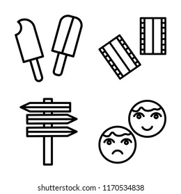 Set of 4 vector icons such as Popsicle, Negative film, , Theatre, web UI editable icon pack, pixel perfect