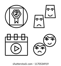 Set of 4 vector icons such as Award, Theatre, Video player, web UI editable icon pack, pixel perfect