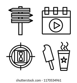 Set of 4 vector icons such as, Video player, Countdown, Popsicle, web UI editable icon pack, pixel perfect