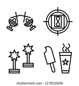 Set of 4 vector icons such as Spotlight, Countdown, Award, Popsicle, web UI editable icon pack, pixel perfect