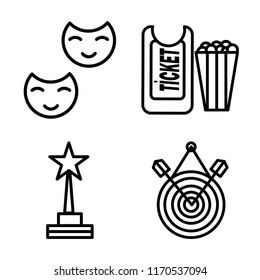 Set of 4 vector icons such as Theater, Ticket, Star, Target, web UI editable icon pack, pixel perfect