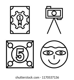 Set of 4 vector icons such as Award, Tripod, Countdown, Lens, web UI editable icon pack, pixel perfect