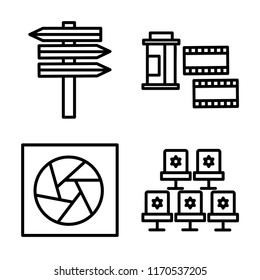 Set of 4 vector icons such as, Film roll, Seat, web UI editable icon pack, pixel perfect