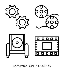 Set of 4 vector icons such as Settings, Film strip, Armchair, web UI editable icon pack, pixel perfect