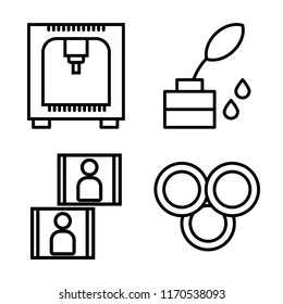 Set of 4 vector icons such as Printer, Ink, Image, Rgb, web UI editable icon pack, pixel perfect