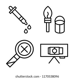 Set of 4 vector icons such as Dropper, Paint brush, Zoom out, Canvas, web UI editable icon pack, pixel perfect