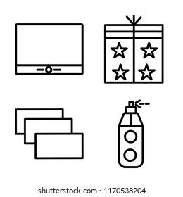 Set of 4 vector icons such as Monitor, Packaging, Layer, Paint tube, web UI editable icon pack, pixel perfect