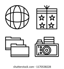 Set of 4 vector icons such as Website, Packaging, Folder, Gallery, web UI editable icon pack, pixel perfect