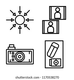 Set of 4 vector icons such as Compact disc, Image, Photo camera, Eraser, web UI editable icon pack, pixel perfect