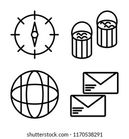Set of 4 vector icons such as Compass, Paint bucket, Website, Email, web UI editable icon pack, pixel perfect