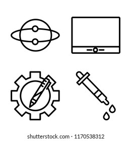 Set of 4 vector icons such as Idea, Monitor, Resources, Dropper, web UI editable icon pack, pixel perfect