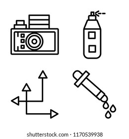 Set of 4 vector icons such as Gallery, Airbrush, Crop, Eyedropper, web UI editable icon pack, pixel perfect