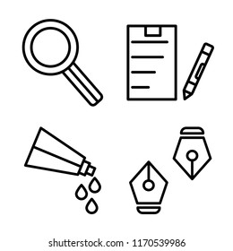 Set of 4 vector icons such as Compass, Clipboard, Paint tube, Pen, web UI editable icon pack, pixel perfect