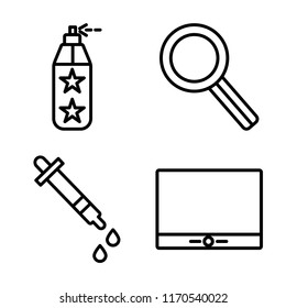 Set of 4 vector icons such as Paint spray, Compass, Dropper, Monitor, web UI editable icon pack, pixel perfect