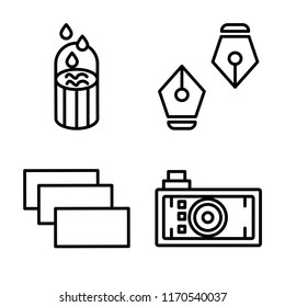 Set of 4 vector icons such as Blur, Pen, Layer, Photo camera, web UI editable icon pack, pixel perfect