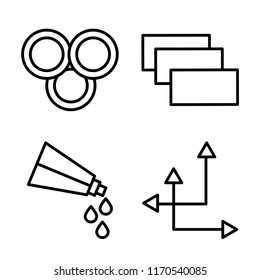 Set of 4 vector icons such as Rgb, Layer, Paint tube, Crop, web UI editable icon pack, pixel perfect