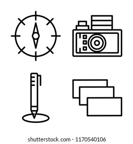 Set of 4 vector icons such as Compass, Gallery, Pencil, Layer, web UI editable icon pack, pixel perfect