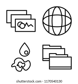 Set of 4 vector icons such as Image, Website, Paint drop, Folder, web UI editable icon pack, pixel perfect