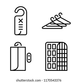 Set of 4 vector icons such as Door hanger, Hanger, Lift, Hotel, web UI editable icon pack, pixel perfect