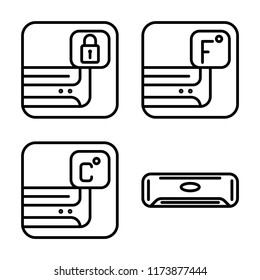 Set of 4 vector icons such as Air conditioner, web UI editable icon pack, pixel perfect