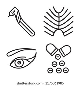 Set Of 4 Vector Icons Such As Dental Drill, X Ray, Eye, Antibiotic, Web UI Editable Icon Pack, Pixel Perfect