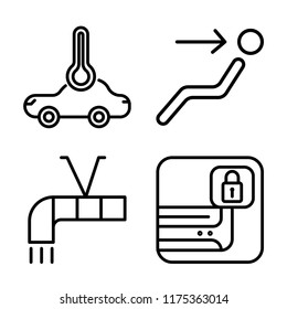 Set of 4 vector icons such as Car, Air conditioning, conditioner, web UI editable icon pack, pixel perfect