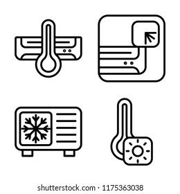 Set of 4 vector icons such as Air conditioner, Cooling, Thermometer, web UI editable icon pack, pixel perfect