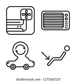 Set of 4 vector icons such as Air conditioner, Car, conditioning, web UI editable icon pack, pixel perfect