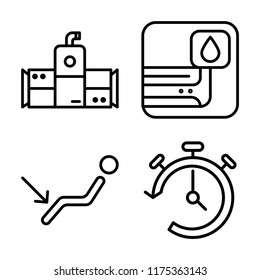 Set of 4 vector icons such as Chiller, Air conditioner, conditioning, Timer, web UI editable icon pack, pixel perfect
