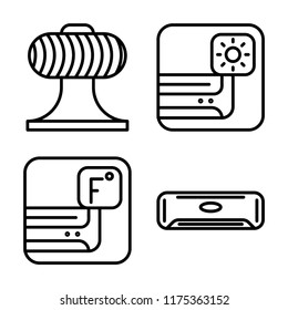 Set of 4 vector icons such as Ventilator, Air conditioner, web UI editable icon pack, pixel perfect