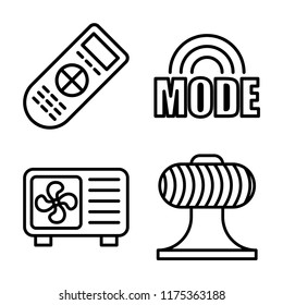 Set of 4 vector icons such as Remote, Mode, Air conditioner, Ventilator, web UI editable icon pack, pixel perfect