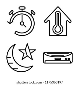 Set of 4 vector icons such as Timer, House, Night, Air conditioner, web UI editable icon pack, pixel perfect
