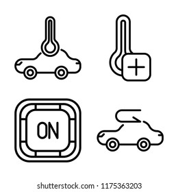 Set of 4 vector icons such as Car, Thermometer, On button, web UI editable icon pack, pixel perfect