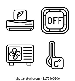 Set of 4 vector icons such as Air conditioner, Off button, Thermometer, web UI editable icon pack, pixel perfect