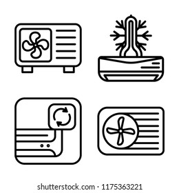 Set of 4 vector icons such as Air conditioner, web UI editable icon pack, pixel perfect
