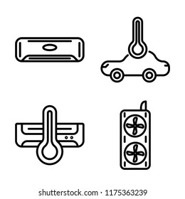 Set of 4 vector icons such as Air conditioner, Car, Fan, web UI editable icon pack, pixel perfect
