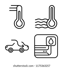 Set of 4 vector icons such as Thermometer, Car, Air conditioner, web UI editable icon pack, pixel perfect