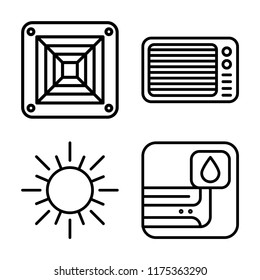 Set of 4 vector icons such as Air conditioner, Sun, web UI editable icon pack, pixel perfect